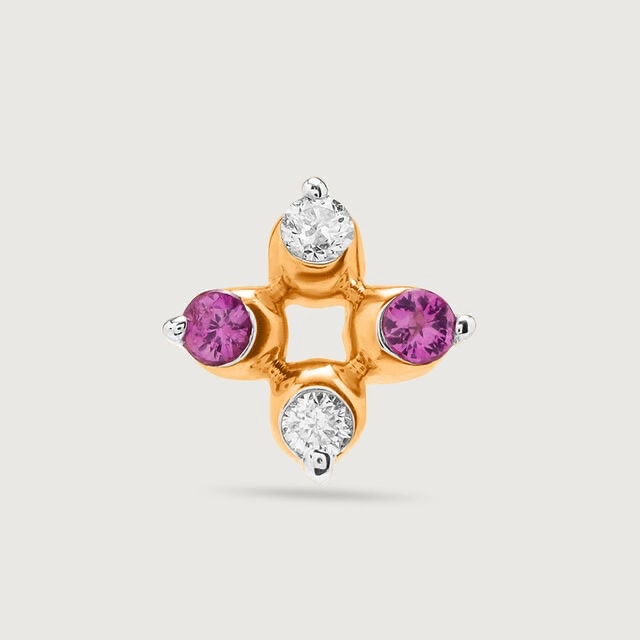 Gold Nose Ring with Embedded Gemstones